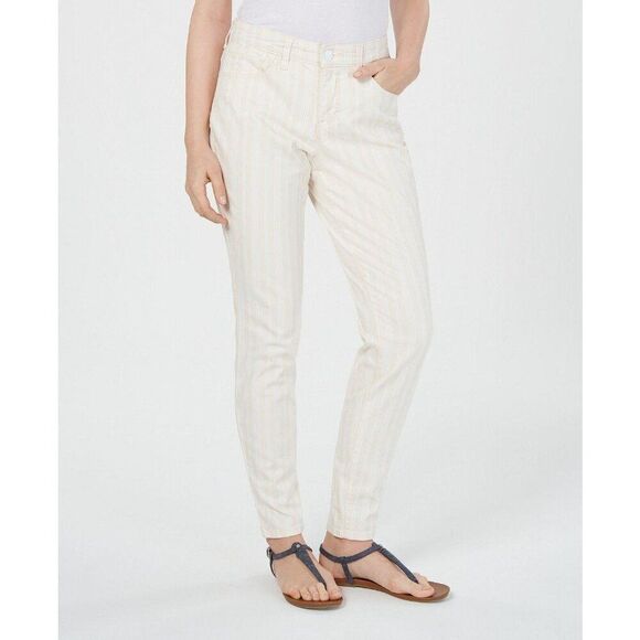 Style & Co Curvy Tummy Control Jeans Women's 16 XL Pale Pink Striped Skinny NEW - Picture 1 of 14